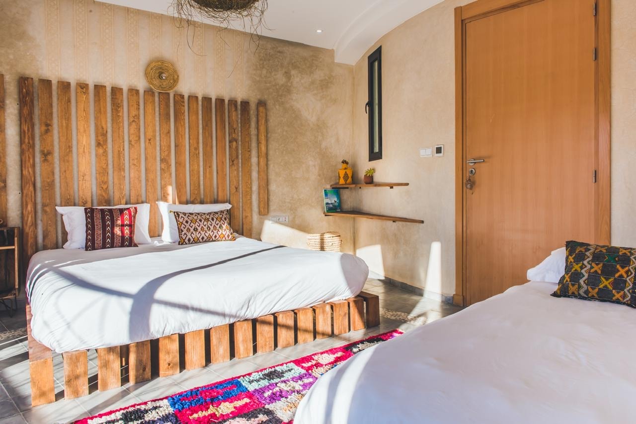 Private bedroom at The Yogi Surfer villa, Morocco retreat