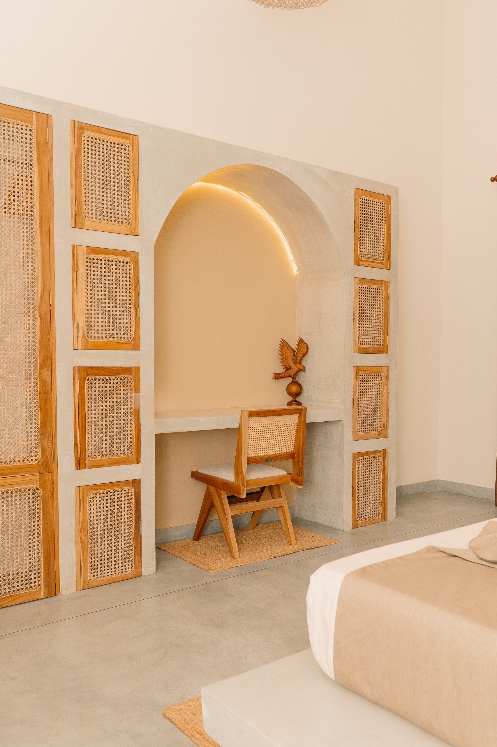 Villa Oura Spirit rattan bedroom nook, Sri Lanka retreat